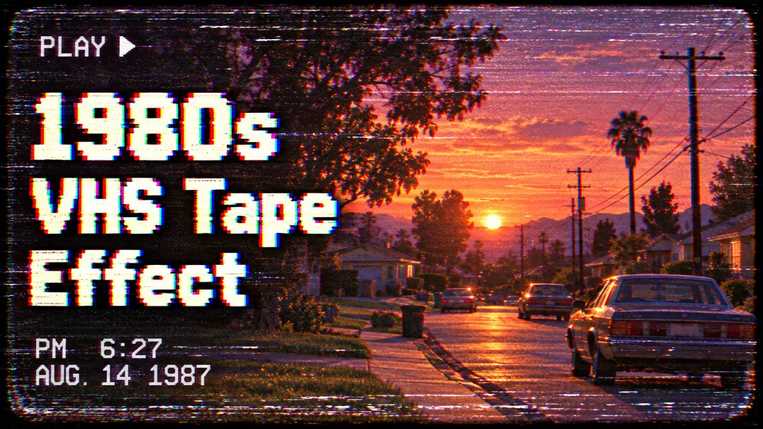 Video edited with a 1980s VHS tape effect and retro television distortion